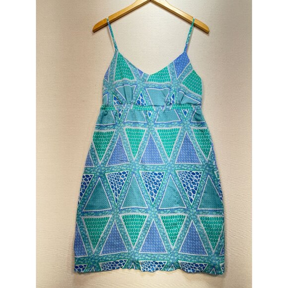 Old Navy Womens Sleeveless Geometric V-Neck Sundress Size M Blue Summer Smocked - Picture 2 of 10